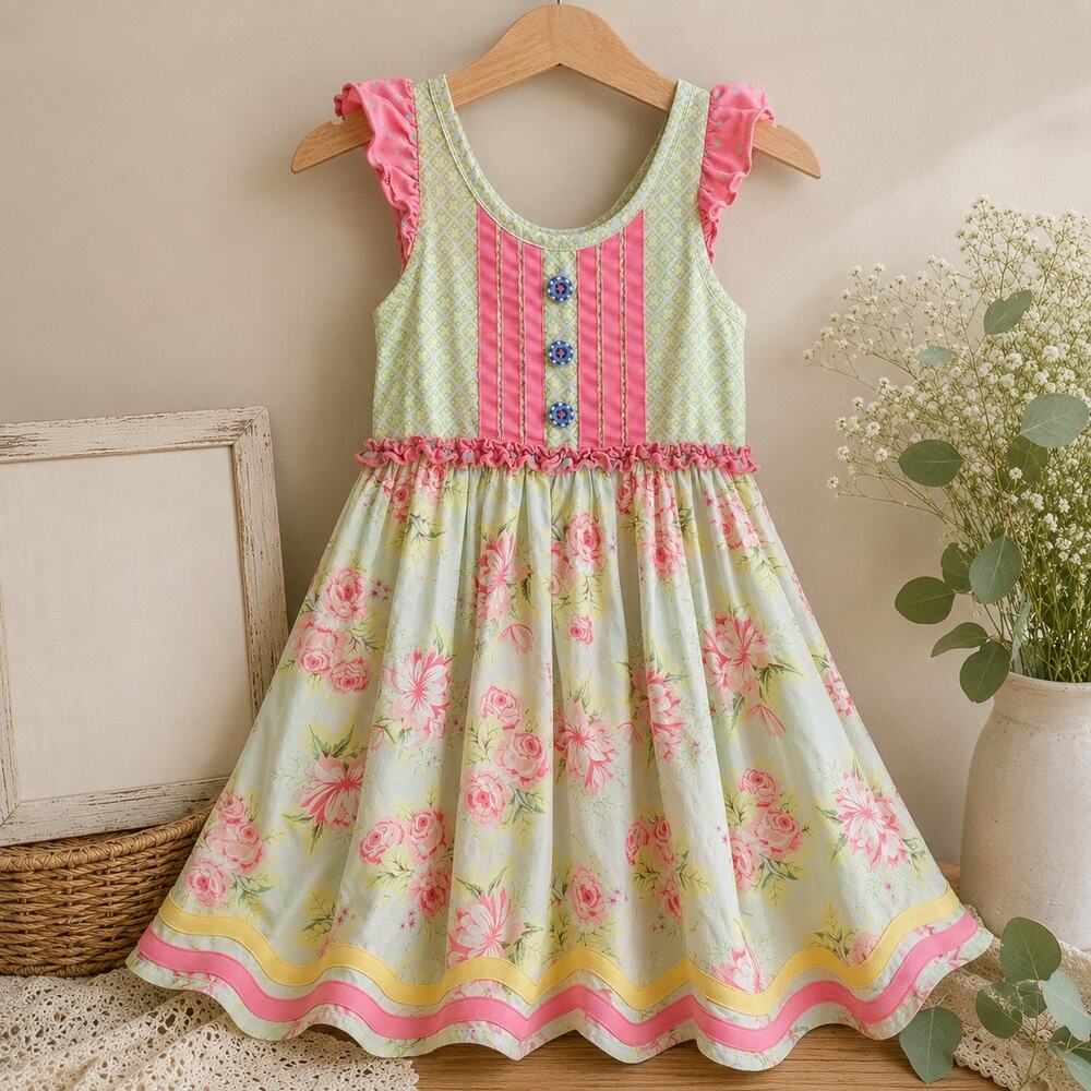 Matilda Jane Girls Floral Dress 4T Criss Cross Back